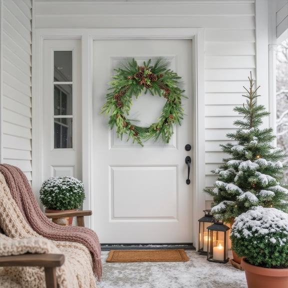 Northlight Pinecones and Mixed Foliage Artificial Christmas Wreath - 32" - Unlit