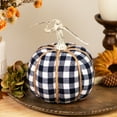 thumbnail image 1 of Northlight Buffalo Plaid Fall Harvest Pumpkin with Weathered Stem - 7.75" - Blue, 1 of 7