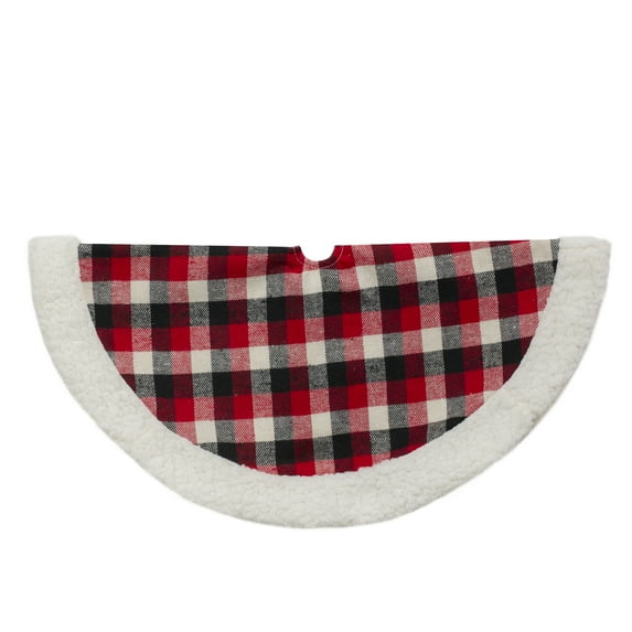 Northlight Plaid Mini Christmas Tree Skirt with High Pile Fleece Trim - 20"
