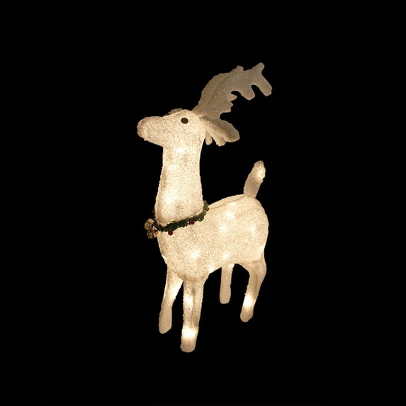 Northlight Plush Glittered Reindeer Outdoor Christmas Decoration - 28.5" - Clear Lights
