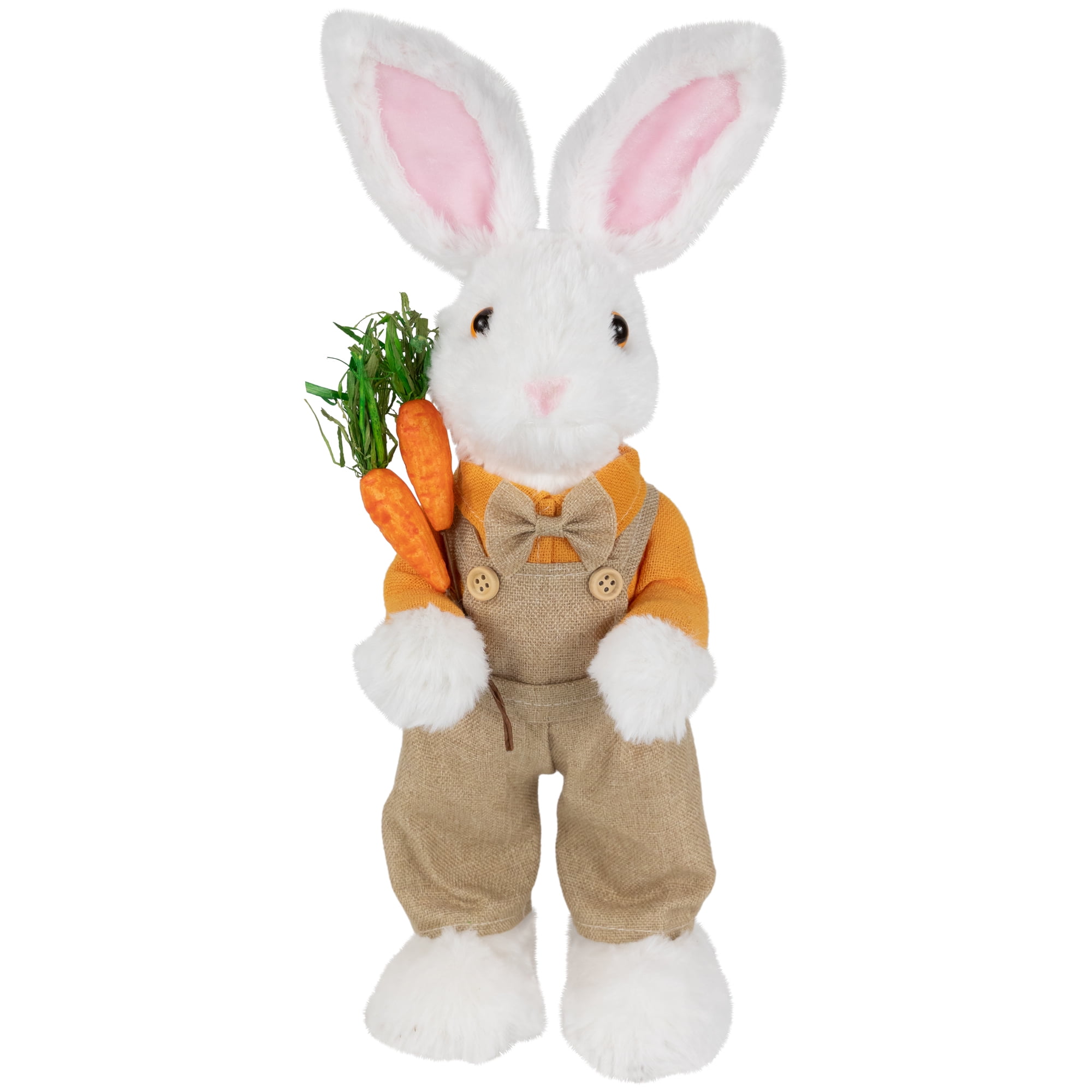 Northlight Plush Standing Boy Rabbit with Overalls Easter Figure