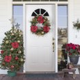 thumbnail image 1 of Northlight Poinsettias and Ball Ornaments Artificial Christmas Wreath - 24" - Unlit, 1 of 5