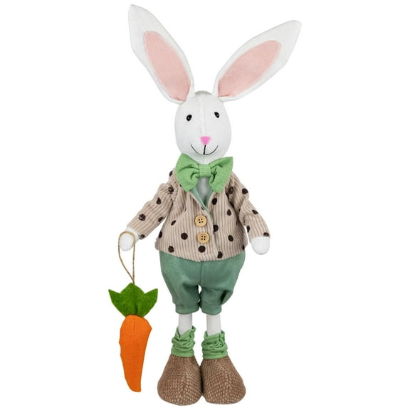Northlight Polka Dot Boy Rabbit with Carrot Standing Easter Figure - 18"