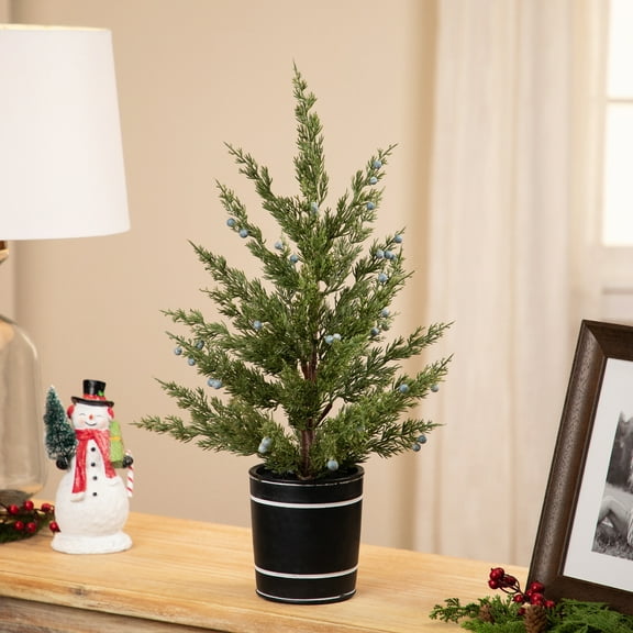 Northlight Potted Pine and Juniper Berry Artificial Christmas Tree - 23" - Unlit
