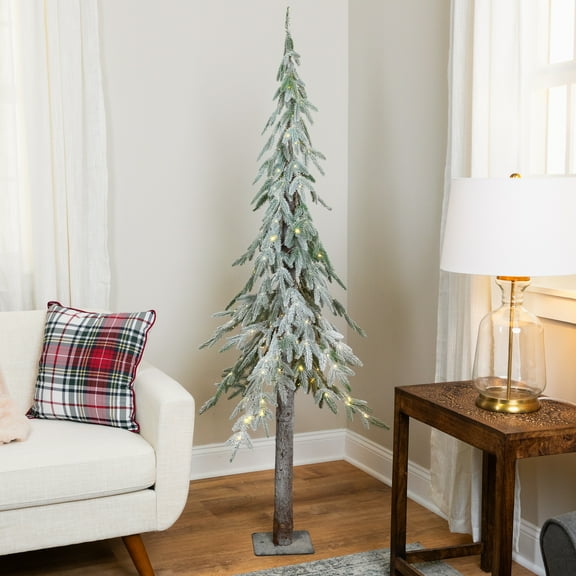 Northlight Pre-Lit Alpine Flocked Artificial Christmas Tree - 6' - Clear LED Lights