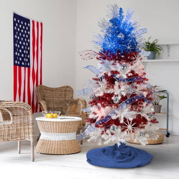 Northlight Pre-Lit Americana Tinsel Christmas Tree - 6' - Clear Lights