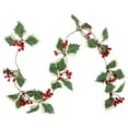 thumbnail image 1 of Northlight 3" x 3.25' Pre-Lit Holly and Berry Christmas Garland Warm White LED Lights, 1 of 3