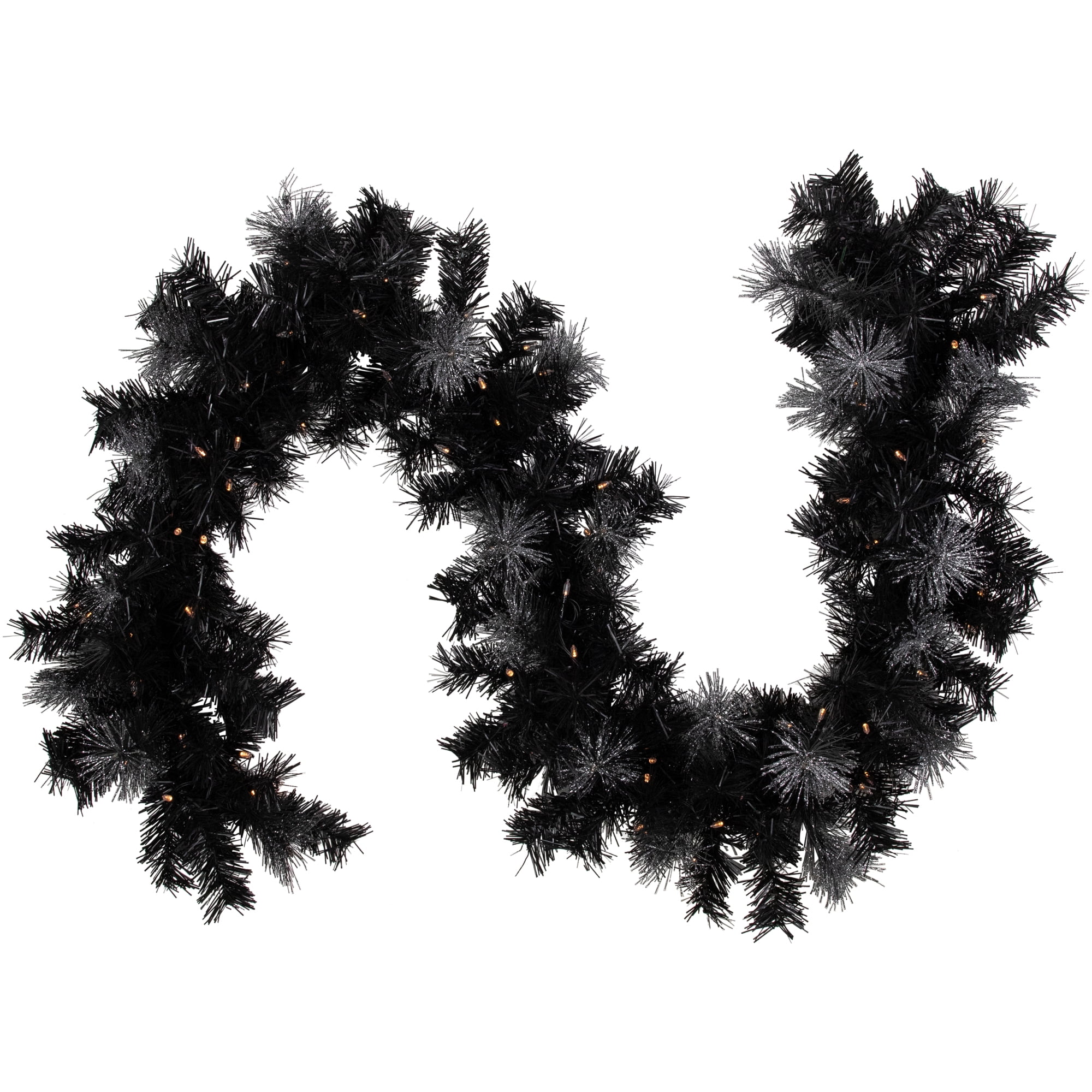 6' Black Pre-Lit Outdoor Artificial Christmas Garland with Warm White LED Lights