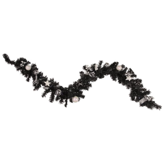 Northlight Pre-Lit Battery Operated Black Pine Artificial Christmas Garland - 6' x 10" - Cool White