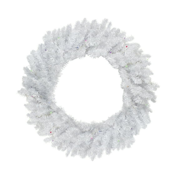 Northlight Pre-Lit Battery Operated Snow White Christmas Wreath - 30" - Multicolor LED Lights