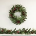 thumbnail image 1 of Northlight Pre-Lit Battery Operated Mixed Pine and Berries Christmas Wreath - 24" - Warm White LED, 1 of 8
