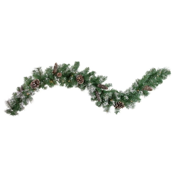 Northlight Pre-Lit Battery Operated Pine Artificial Christmas Garland - 6' x 9" - Cool White LED