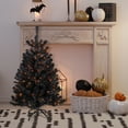 thumbnail image 1 of Northlight Pre-Lit Black Noble Spruce Artificial Halloween Tree - 4' Black Wire - Orange Lights, 1 of 9