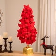 thumbnail image 1 of Northlight Pre-Lit Fiber Optic Color Changing Red Poinsettia Christmas Tree - 3', 1 of 9