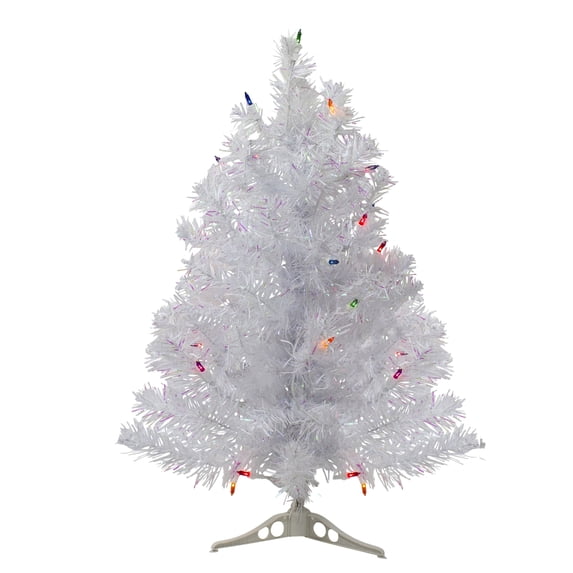 Northlight Pre-Lit Iridescent Pine Artificial Christmas Tree - 2' - White - Multicolor Lights