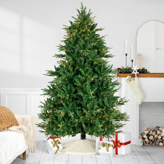 Northlight Real Touch™️Full Pre-Lit Juniper Pine Artificial Christmas Tree - 6.5' - Warm White LED