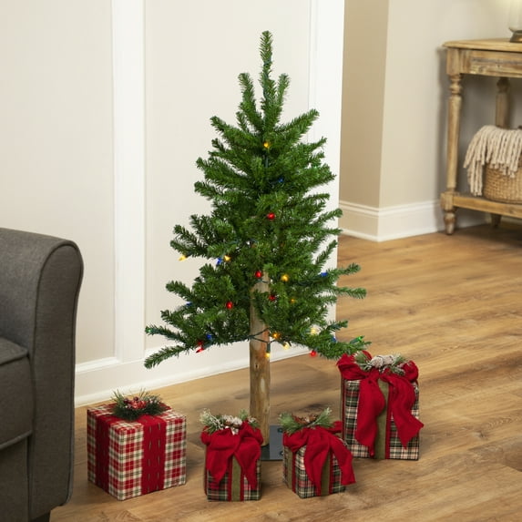 Northlight Pre-Lit Medium Alpine Artificial Christmas Tree - 3' - Multi Lights
