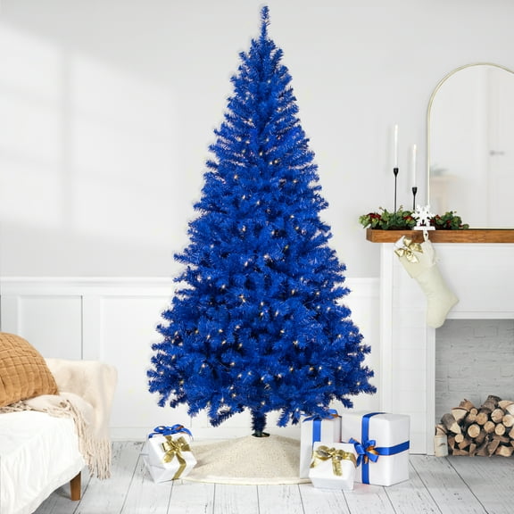 Northlight Pre-Lit Medium Artificial Pine Christmas Tree - 7' - Royal Blue - Clear Lights