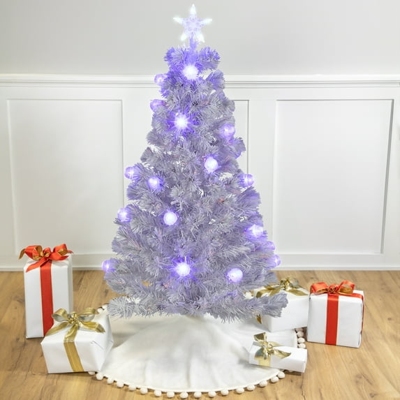 Northlight Pre-Lit Medium Color Changing Fiber Optic Artificial Christmas Tree - 4' - White - Blue