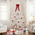 thumbnail image 1 of Northlight Pre-Lit Medium Flocked IPT Artificial Garden Christmas Tree - 7.5' - Warm White LED, 1 of 7