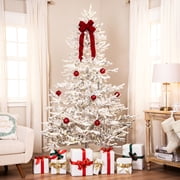 Northlight Pre-Lit Medium IPT Artificial Flocked Garden Christmas Tree - 7.5 - Warm White LED