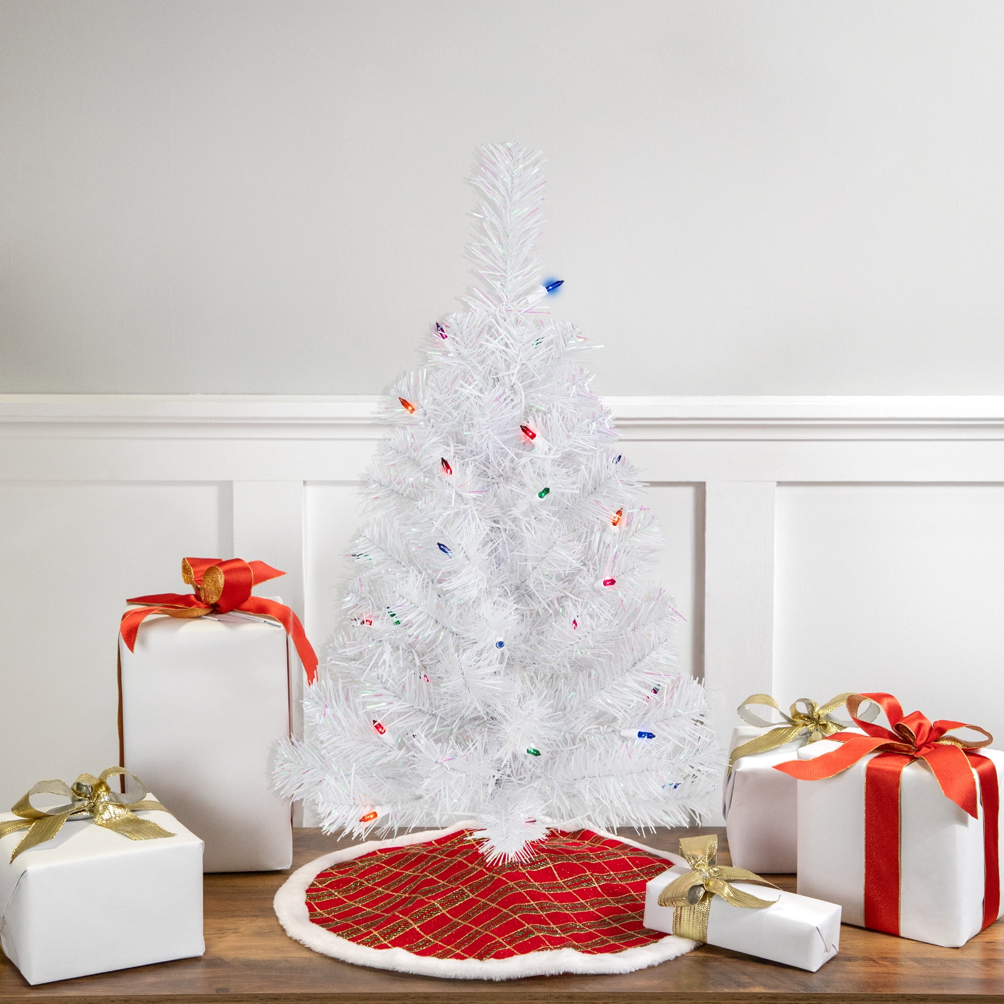 Northlight Pre-Lit Medium Rockport White Pine Artificial Christmas Tree - 2' - Multi Lights