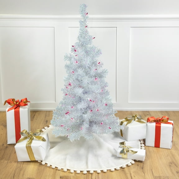 Northlight Pre-Lit Medium Rockport White Pine Artificial Christmas Tree - 3' - Purple Lights