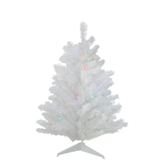 Northlight Pre-Lit Medium Snow White Artificial Christmas Tree - 2' - Multicolor Lights