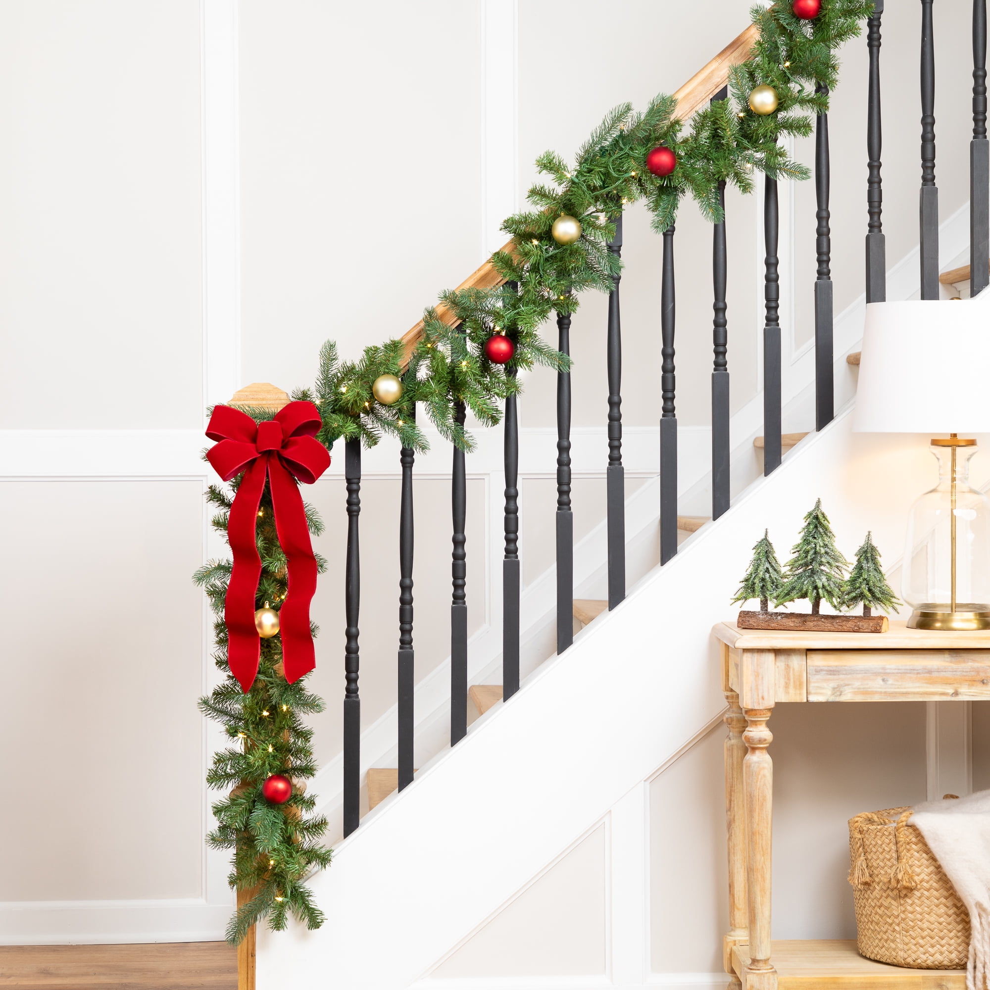 Lifelike Noble Fir Pre-Lit Outdoor Christmas Garland - 9' with Clear Lights