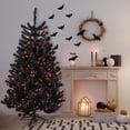 thumbnail image 1 of Northlight Pre-Lit Noble Spruce Artificial Halloween Tree - 6' - Black - Orange Lights, 1 of 7