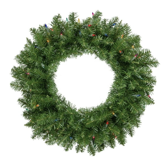 Northlight Pre-Lit Rockwood Pine Artificial Christmas Wreath - 24" - Multi Lights