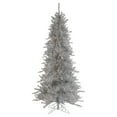 thumbnail image 1 of Northlight Pre-Lit Slim Tinsel Pine Artificial Christmas Tree - 6.5' - Silver - Clear Lights, 1 of 5