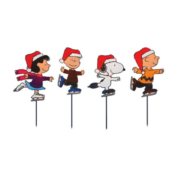 Northlight Pre-Lit Snoopy and Peanuts Ice Skating Pathway Markers - Set of 4