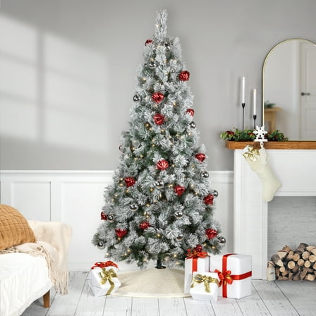 Northlight Pre-Lit Snowy Bristle Pine Artificial Christmas Tree - 6' - Clear Lights