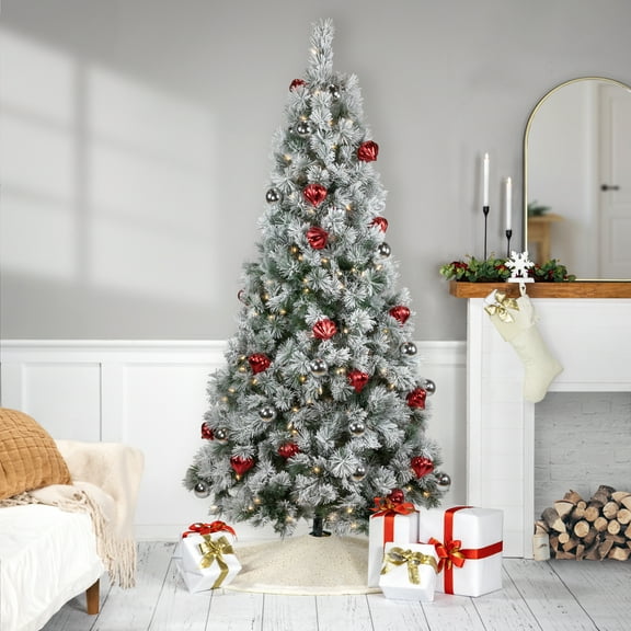 Northlight Pre-Lit Snowy Bristle Pine Artificial Christmas Tree - 6' - Clear Lights