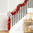 thumbnail image 1 of Northlight Pre-Lit Tinsel Artificial Christmas Garland - 9' x 8" - Red - Clear Lights, 1 of 7