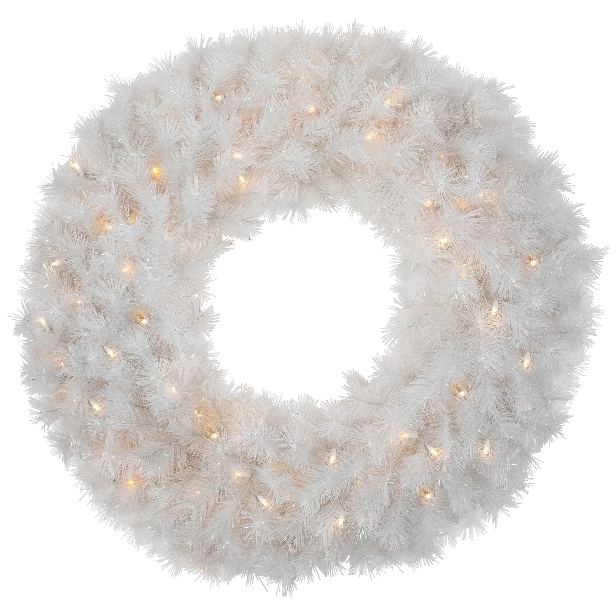 Northlight Pre-Lit White Alaskan Pine Artificial Christmas Wreath with Warm White LED Lights