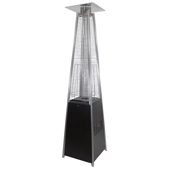Northlight Pyramid Glass Tube Outdoor Gas Patio Heater, 44,000 BTU Black Finish