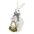 thumbnail image 1 of Northlight Rabbit with Easter Basket Decoration - 13" - Brushed White, 1 of 6