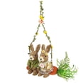 thumbnail image 1 of Northlight Rabbits on Floral Carrot Swing Easter Decoration - 17", 1 of 5