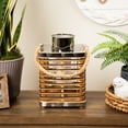 thumbnail image 1 of Northlight Rattan Rectangular Glass Candle Lantern with Jute Handle - 11.25", 1 of 10