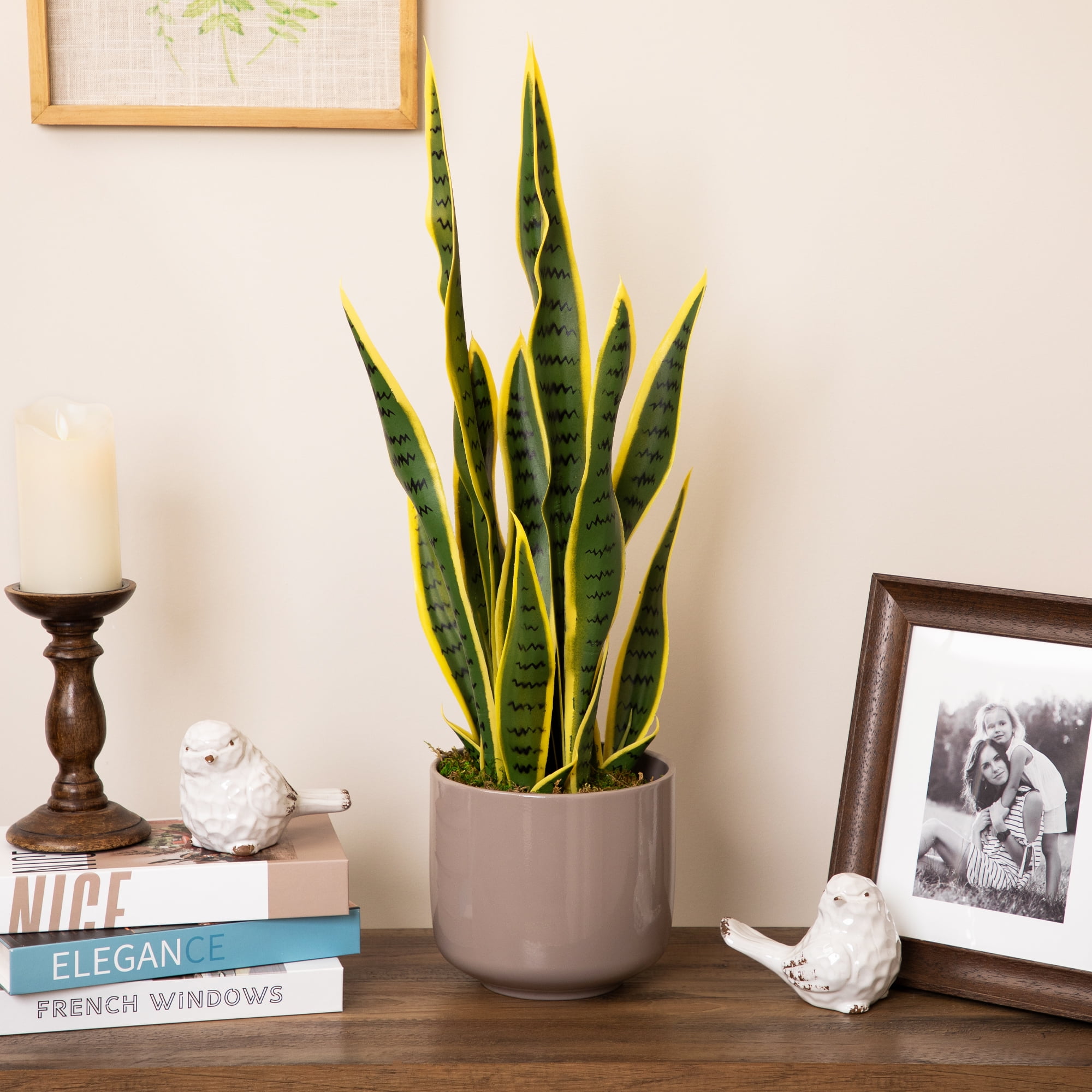 Northlight 29" Artificial Potted Green Striped Leaf Dracaena Snake Plant