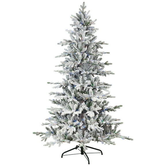 Northlight Real Touch Elite Pre-Lit Flocked Calgary Pine IPT Artificial Christmas Tree - 9' Dual