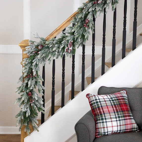 Northlight Real Touch™️ Flocked Snowcap Grove Fir Artificial Christmas Garland - 7' x 15" - Unlit