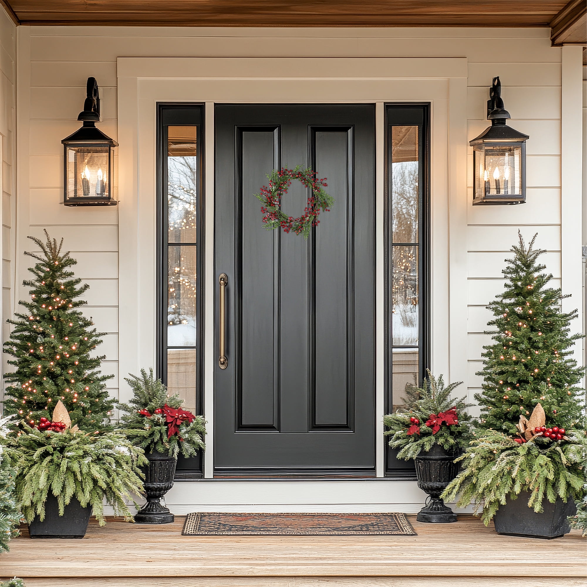 Northlight Real Touch™️ Frosted Berries and Pine Artificial Christmas Wreath - 18" - Unlit