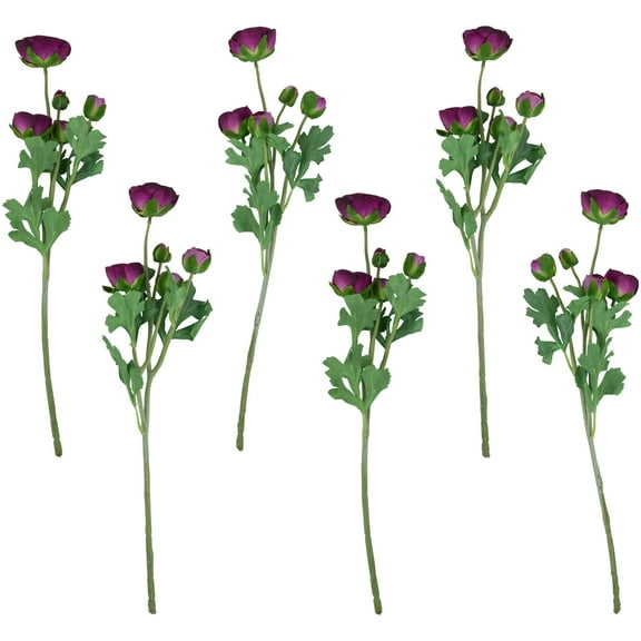 Northlight Real Touch Light Plum Purple Ranunculus Artificial Floral Sprays, Set of 6 - 21"