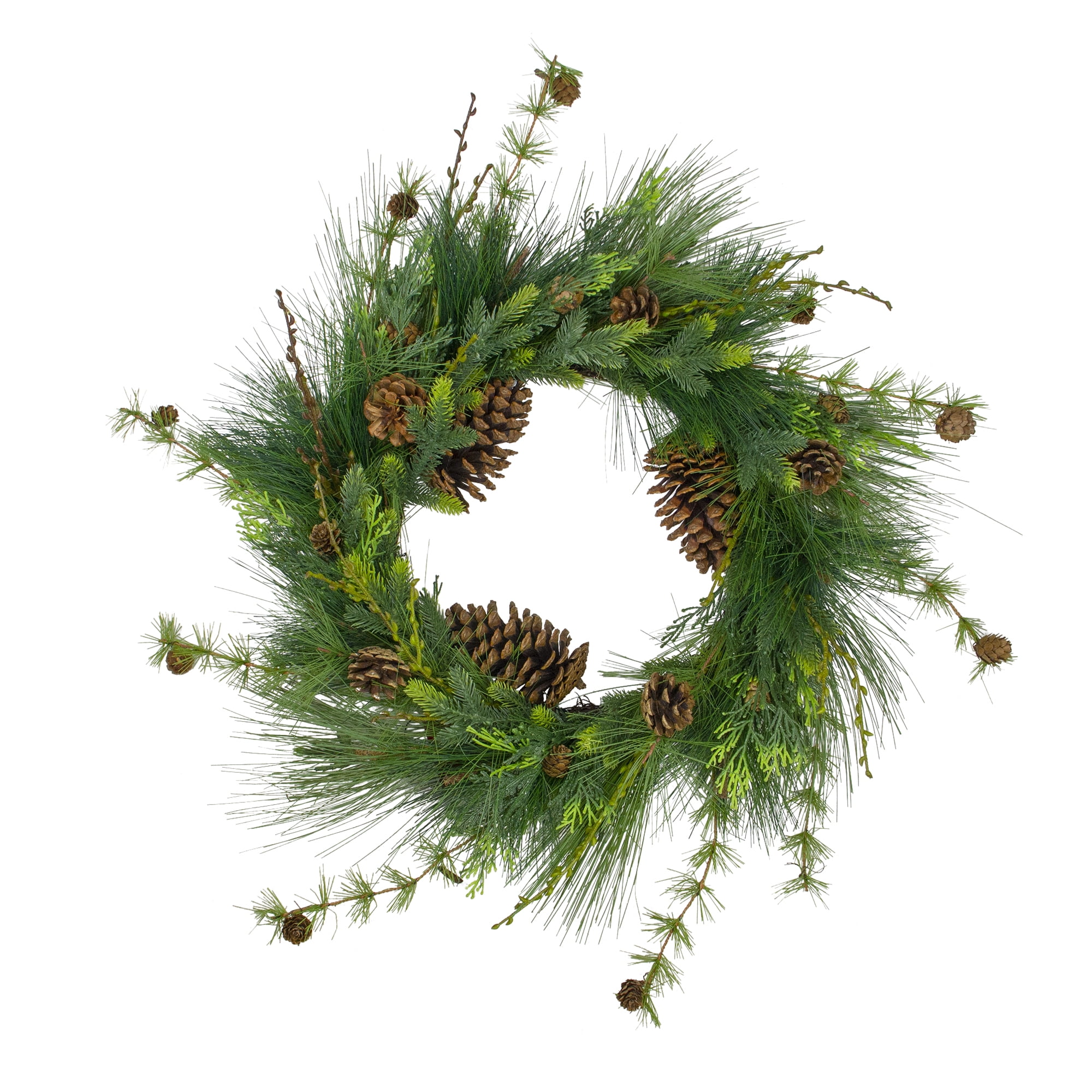 28" Green Pine Needle and Pine Cone Artificial Christmas Wreath