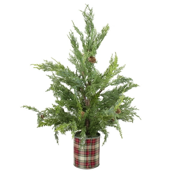 Northlight Real Touch Potted Iced Cedar Artificial Christmas Tree - 24" - Unlit