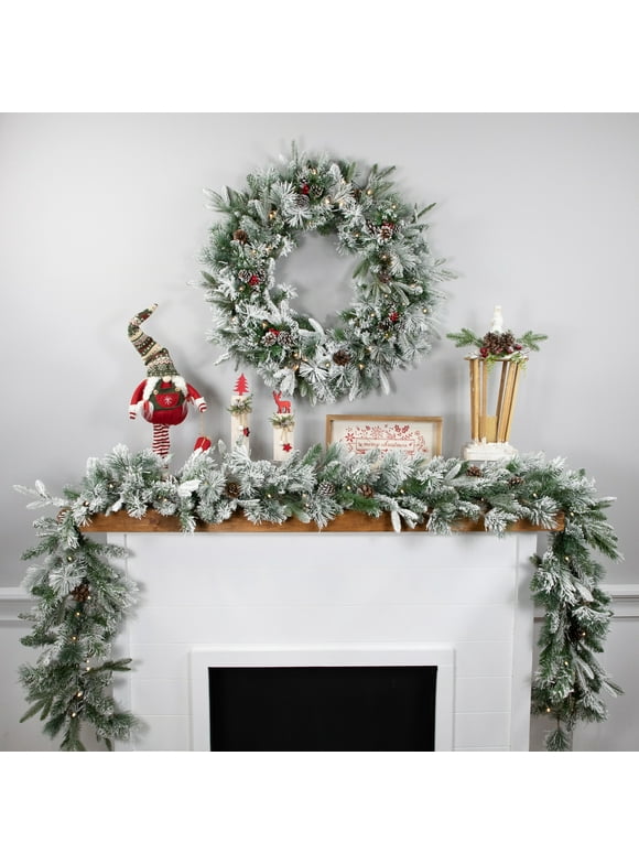 Flocked Christmas Garlands in Christmas Garlands