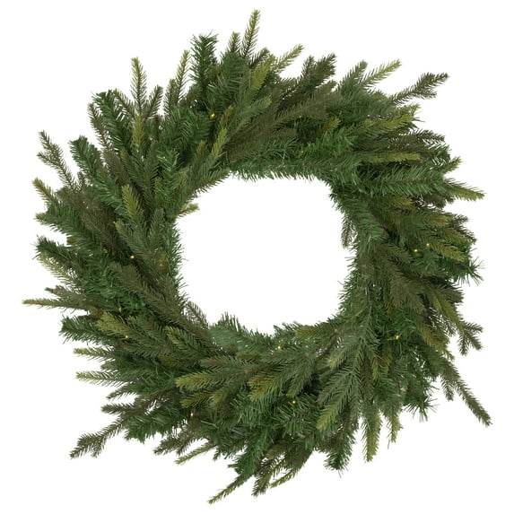 Northlight Real Touch™️ Pre-Lit LED Gunnison Pine Artificial Christmas Wreath - 24" - Clear Lights
